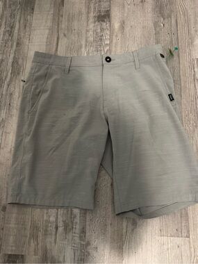 FarWest Men's Casual Flat-Front Light Gray Shorts